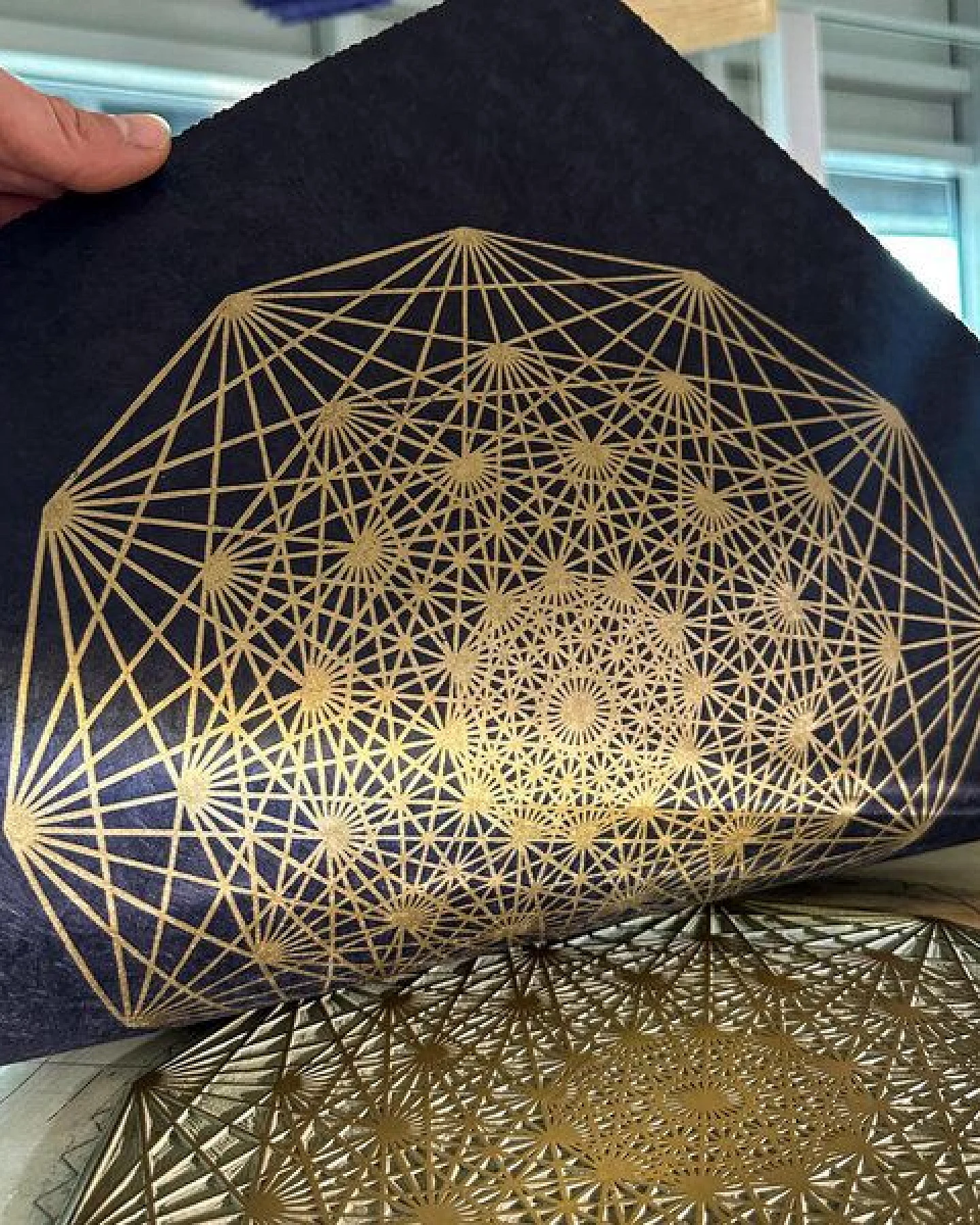 Veskor Cassiopeia DEMIHEPTERAKT Heilige Geometrie Linoldruck – Ansicht 2