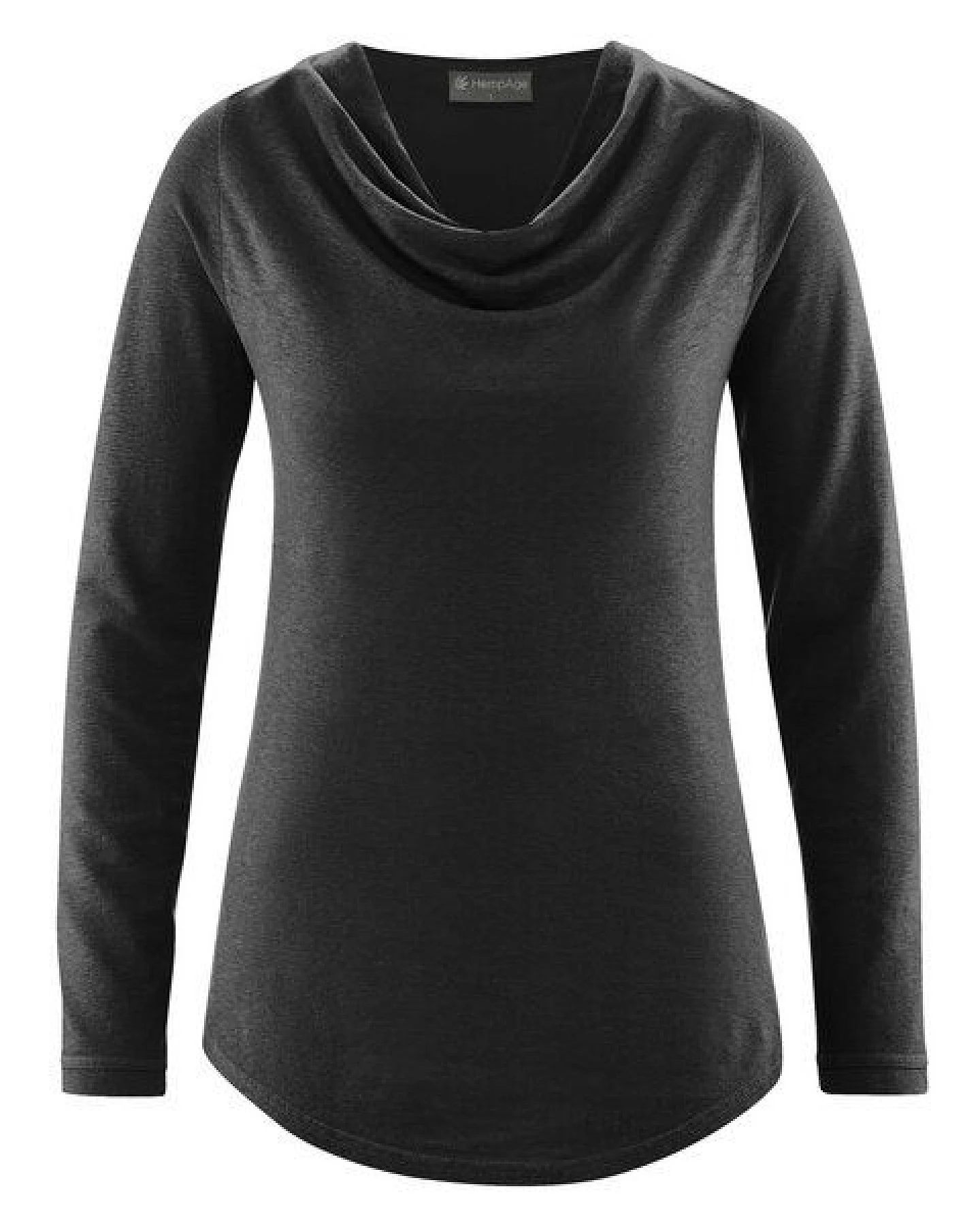 HempAge Langarmshirt mit Wasserfallkragen Hanf/Lyocell – Ansicht 2