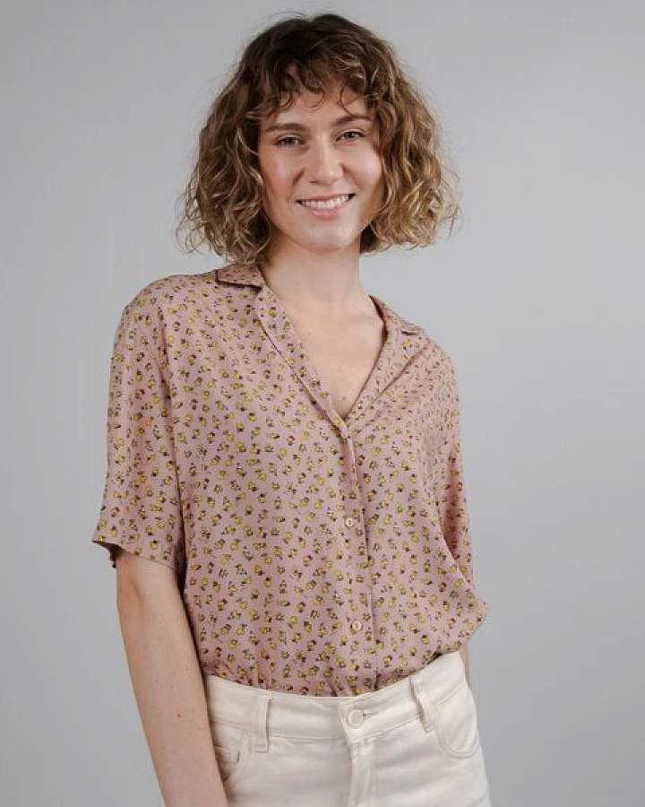 Brava Fabrics Kurzarm-Bluse Peanuts Woodstock Aloha