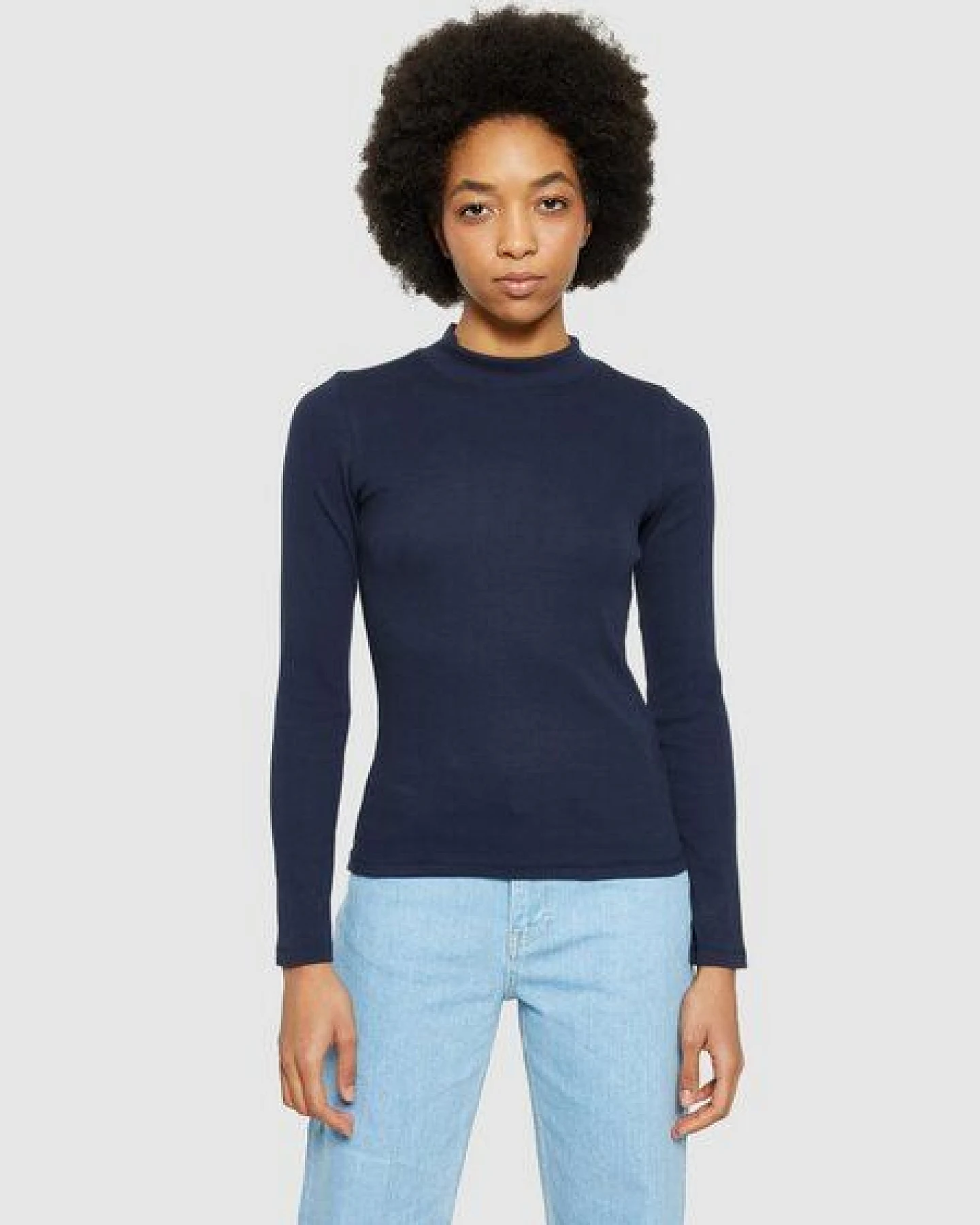 KnowledgeCotton Apparel Ripp-Longsleeve High Neck – Ansicht 3