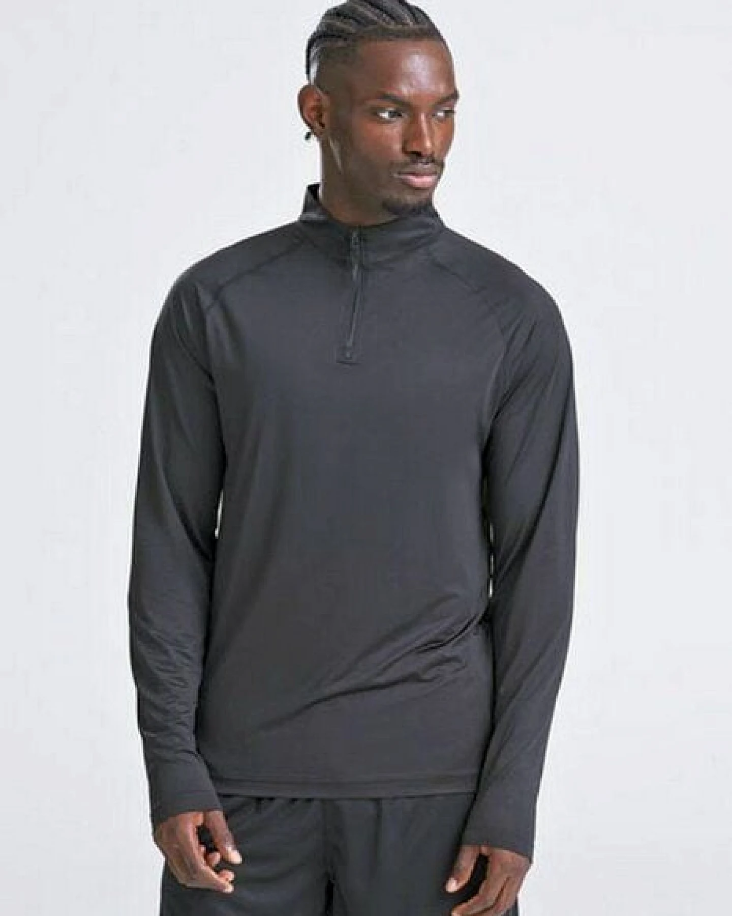 Just Cool Lightweight Sweatshirt Half-Zip-Reißverschluss Atmungsaktiv Feuchtigkeitsregulierend Trainingsshirt Langarm – Ansicht 2
