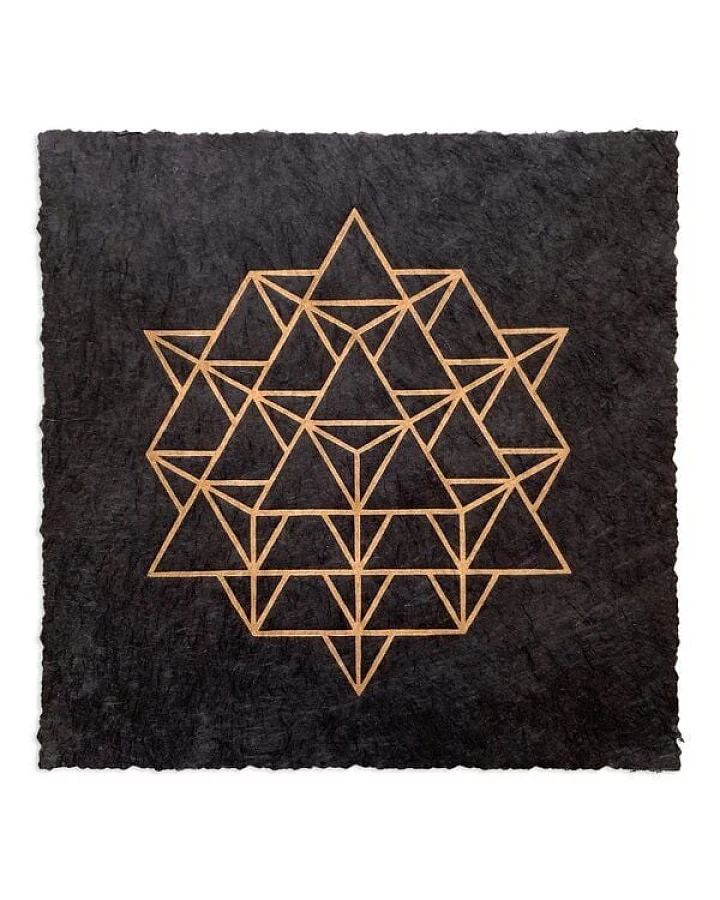 Veskor Cassiopeia TETRAEDER 64 Heilige Geometrie Linoldruck