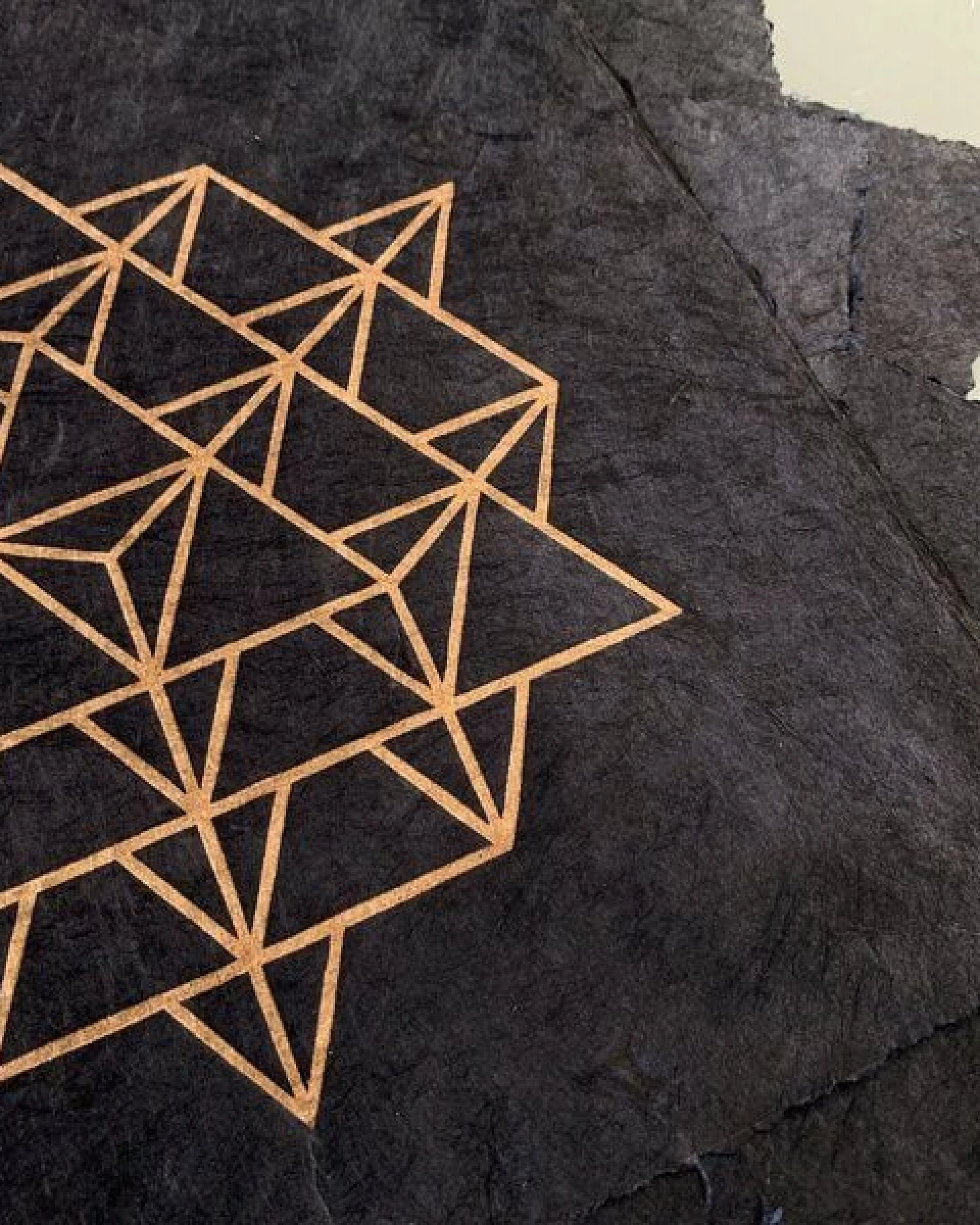 Veskor Cassiopeia TETRAEDER 64 Heilige Geometrie Linoldruck – Ansicht 4
