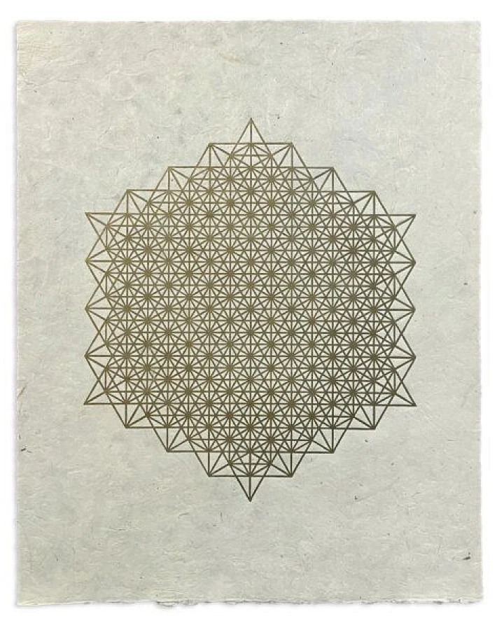 Veskor Cassiopeia STERN TETRAEDER 512 Heilige Geometrie Linoldruck