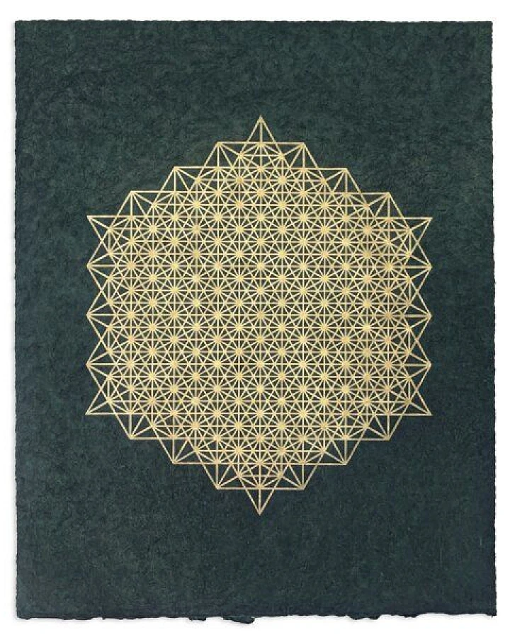 Veskor Cassiopeia STERN TETRAEDER 512 Heilige Geometrie Linoldruck