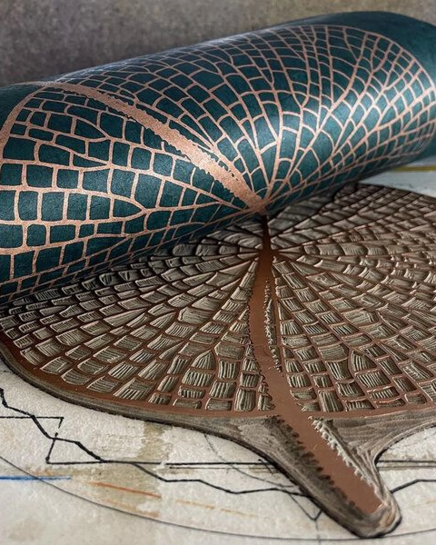 Veskor Cassiopeia VICTORIA AMAZONICA Seerosenblatt Linoldruck – Ansicht 2