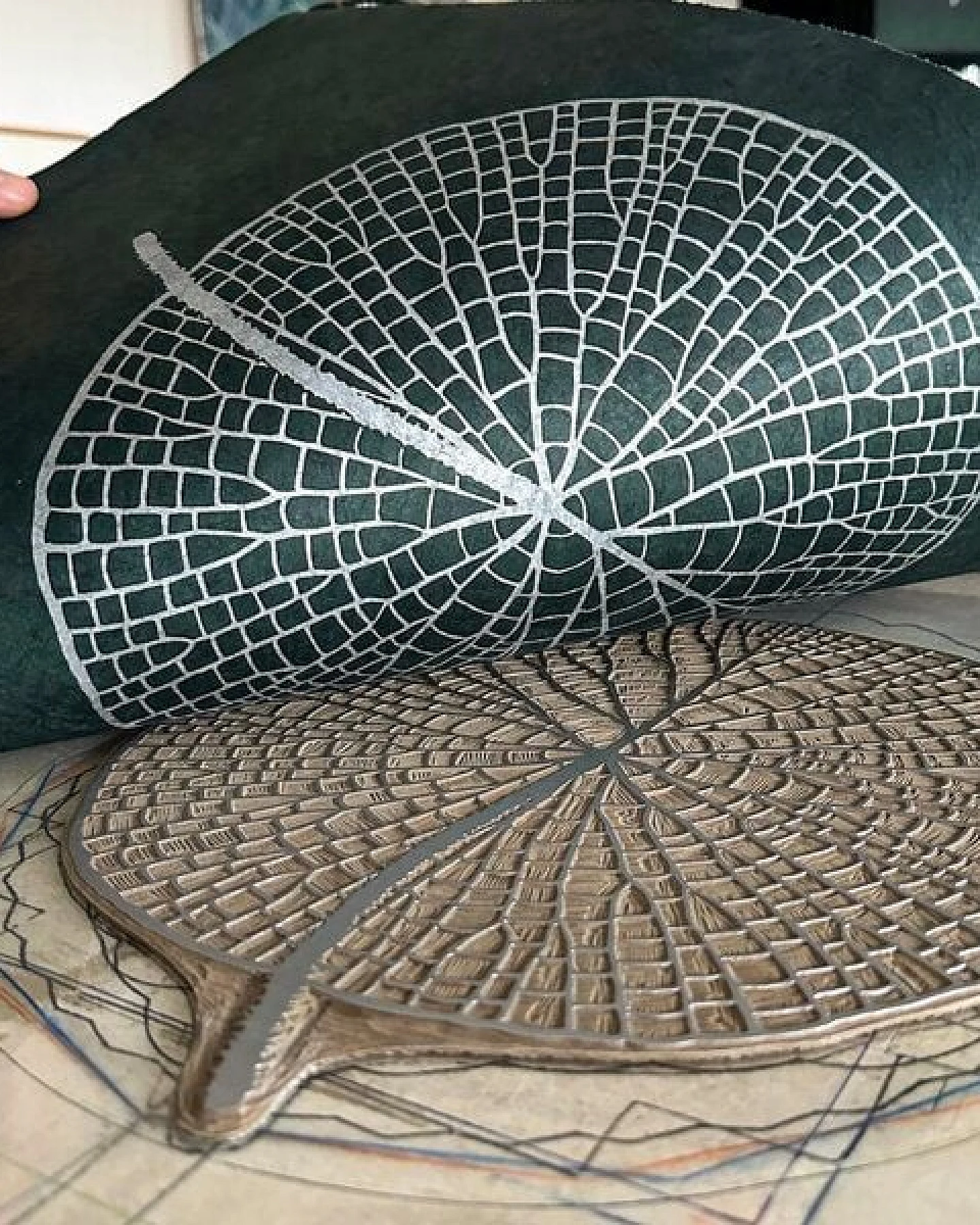 Veskor Cassiopeia VICTORIA AMAZONICA Seerosenblatt Linoldruck – Ansicht 3