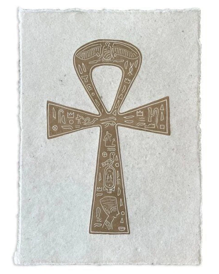 Veskor Cassiopeia ANKH ägyptisches Kreuz Linoldruck