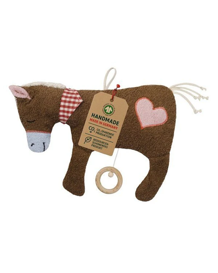 Efie Spieluhr Pferd braun, Herz Applikation, 100 % Made in Germany