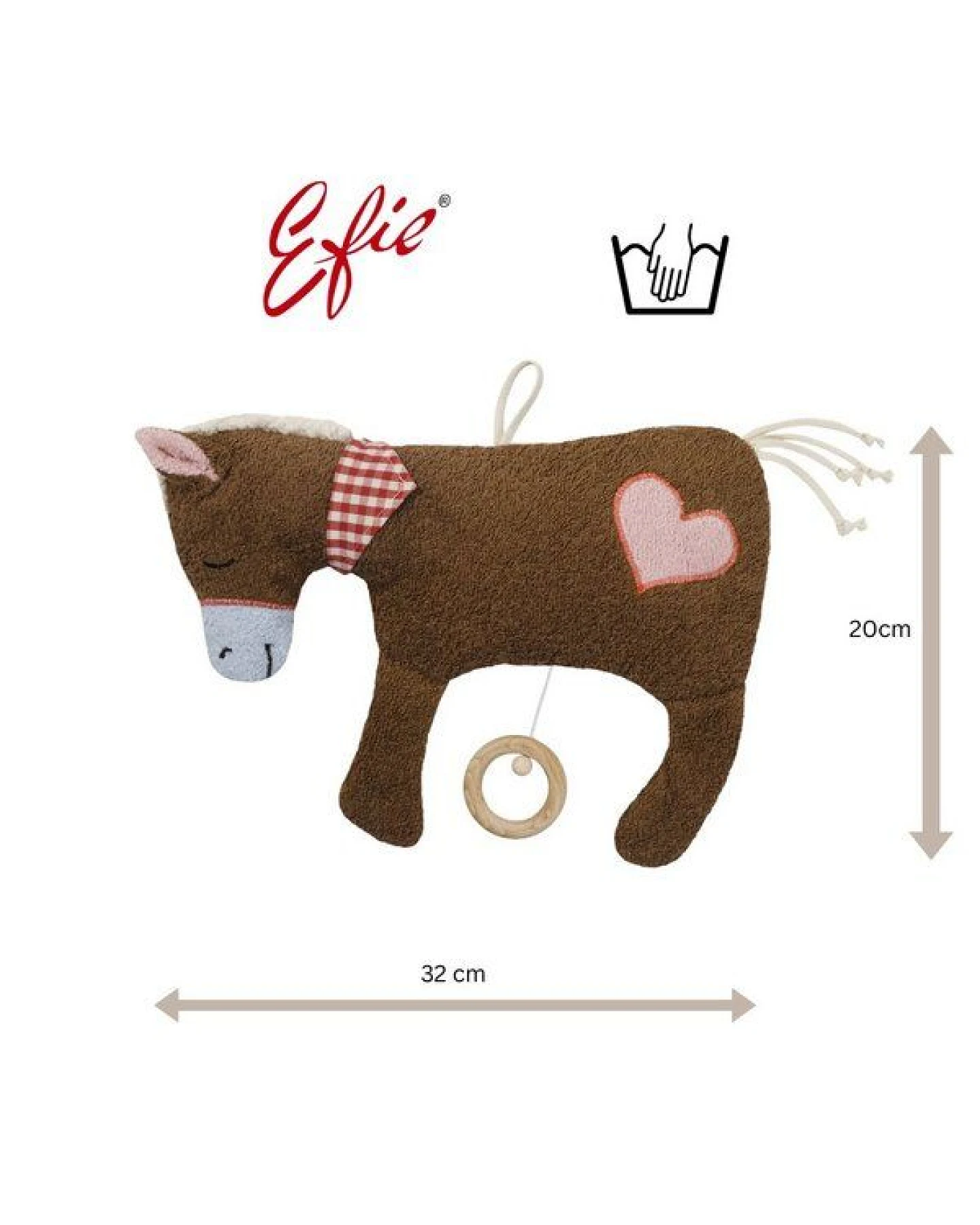 Efie Spieluhr Pferd braun, Herz Applikation, 100 % Made in Germany – Ansicht 3