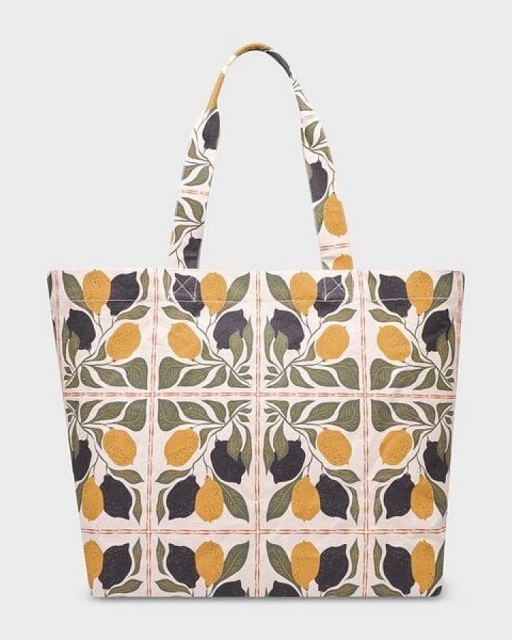 DEDICATED Sundre Lemon Tiles Shopper - Oat White