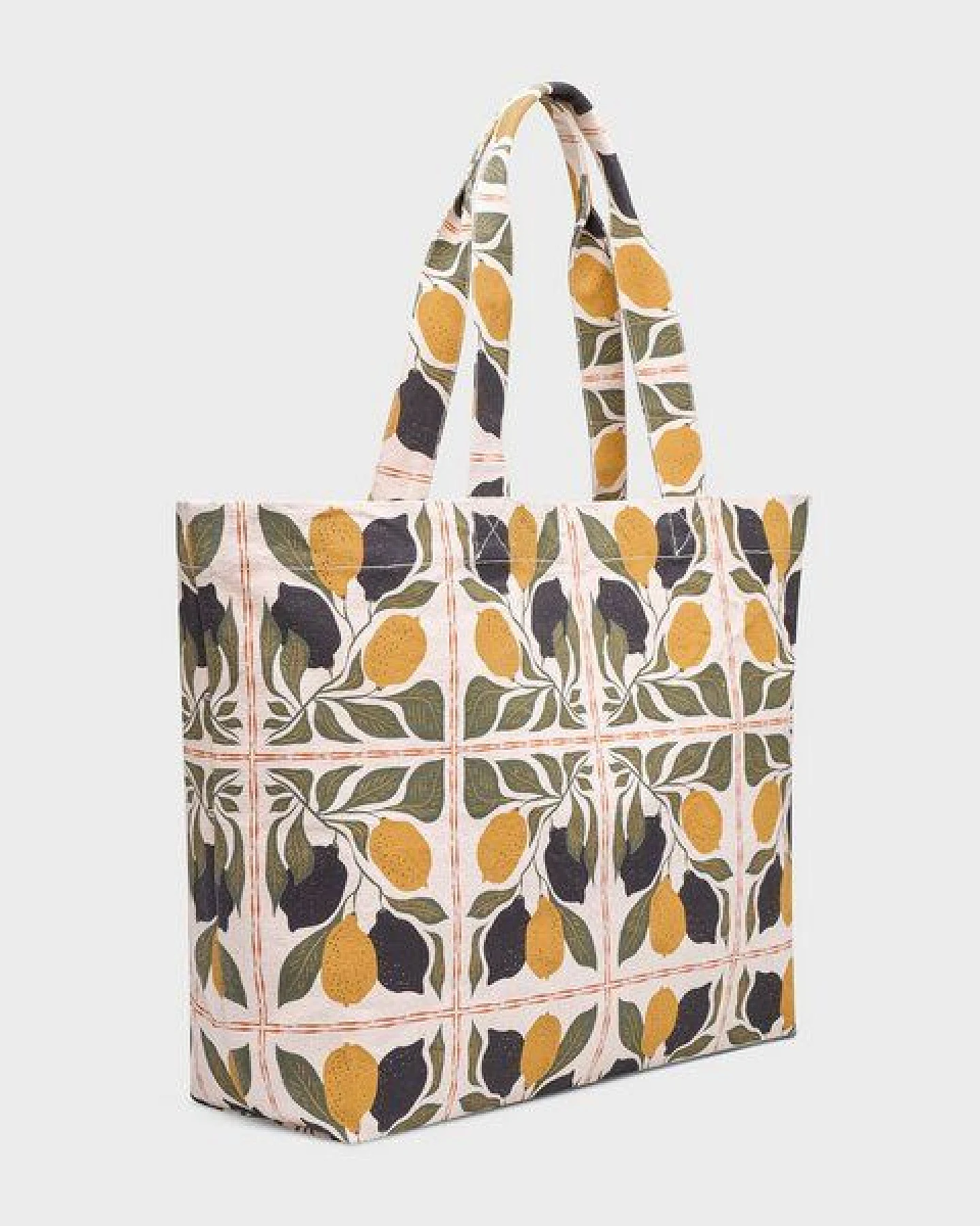 DEDICATED Sundre Lemon Tiles Shopper - Oat White – Ansicht 2
