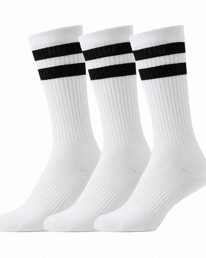 Spino Socks Zeitlose weiße Tennissocken aus Bio-Baumwolle mit schwarzen Streifen