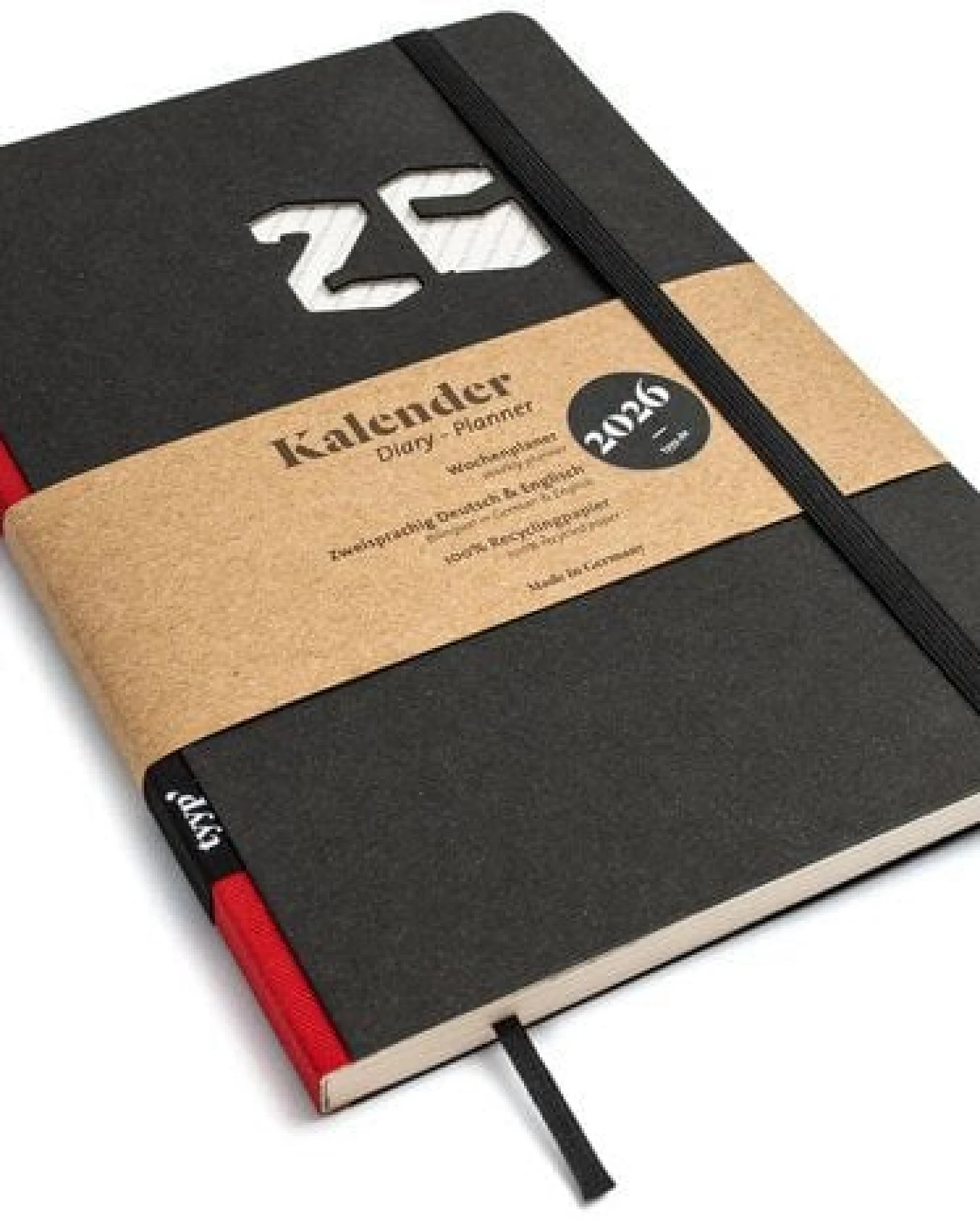 tyyp Taschenkalender 2026 A5 – Kalender aus Recyclingpapier mit schwarzem Cover, fair & vegan – Ansicht 2