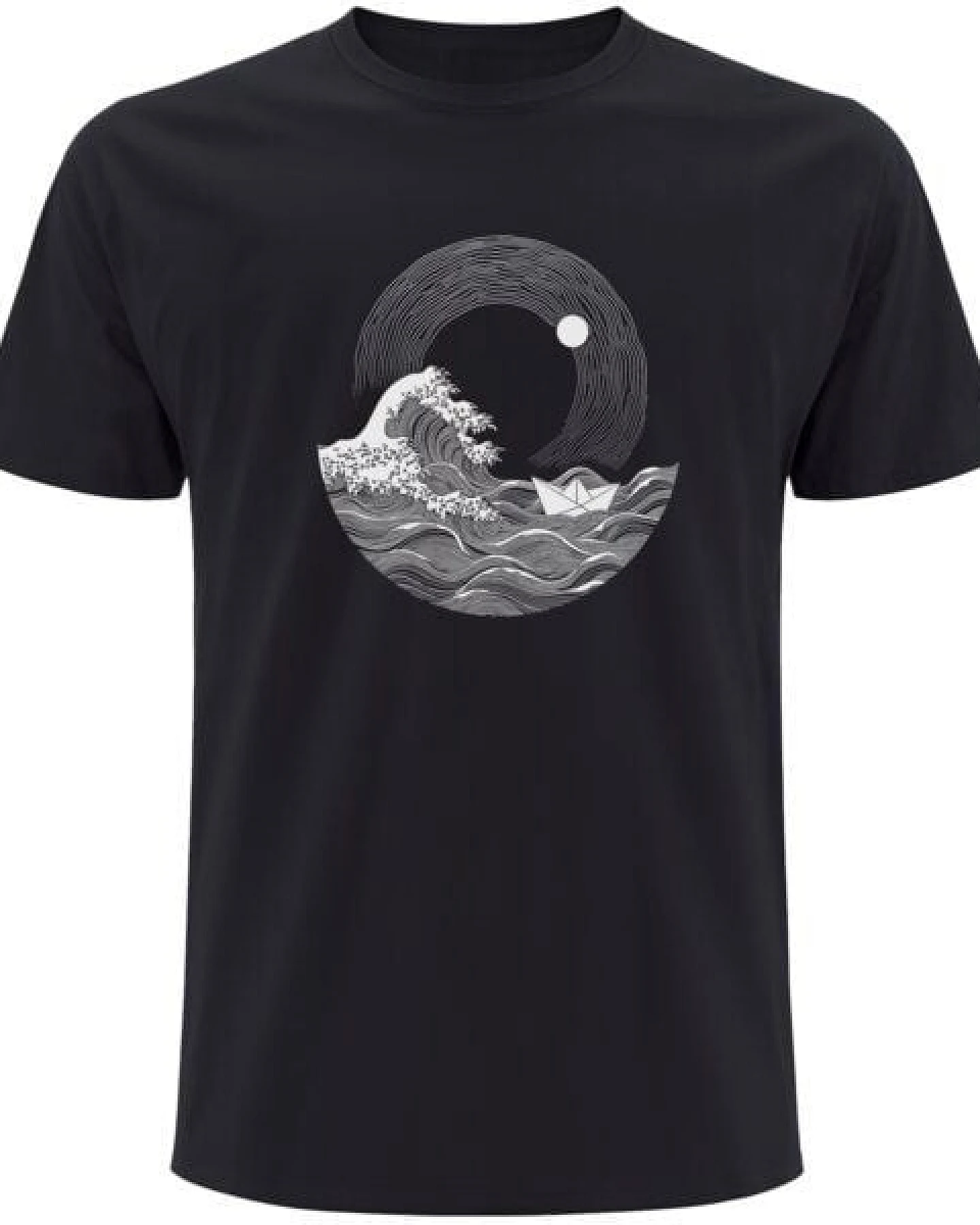 Spreecult Die große Welle und das Papierboot - Bio und Fair - Männer Unisex T-Shirt – Ansicht 2