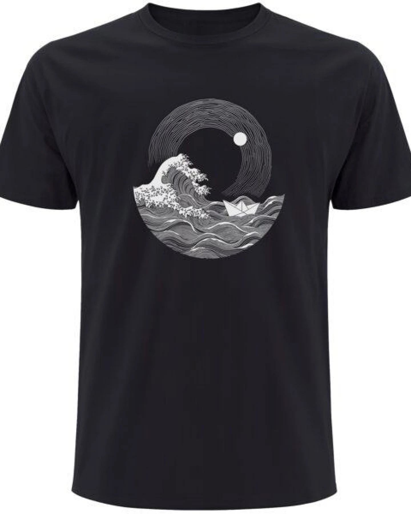 Spreecult Die große Welle und das Papierboot - Bio und Fair - Männer Unisex T-Shirt – Ansicht 2