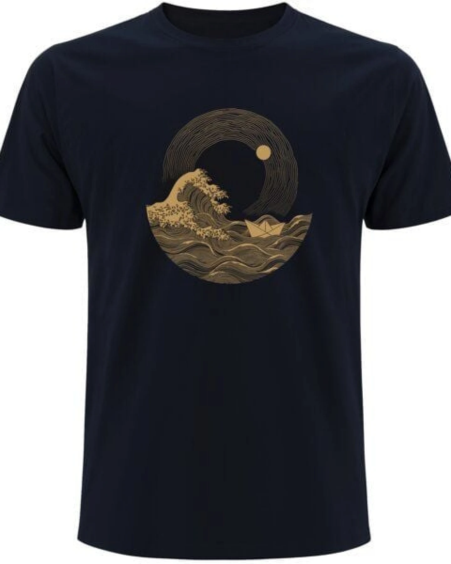 Spreecult Die große Welle und das Papierboot - Bio und Fair - Männer Unisex T-Shirt – Ansicht 2