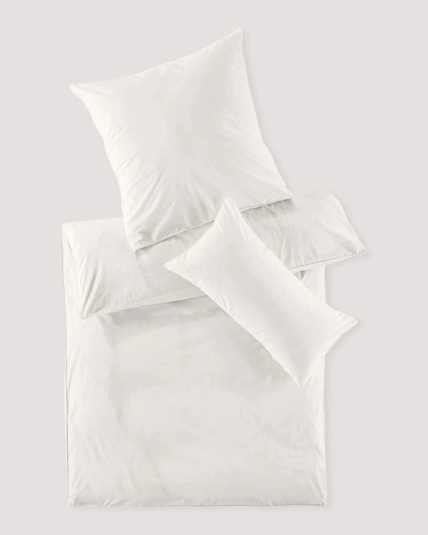 hessnatur Perkal Bettwäsche-Set aus Bio-Baumwolle - weiß - Größe 155x220 / 80x80 cm – Ansicht 2