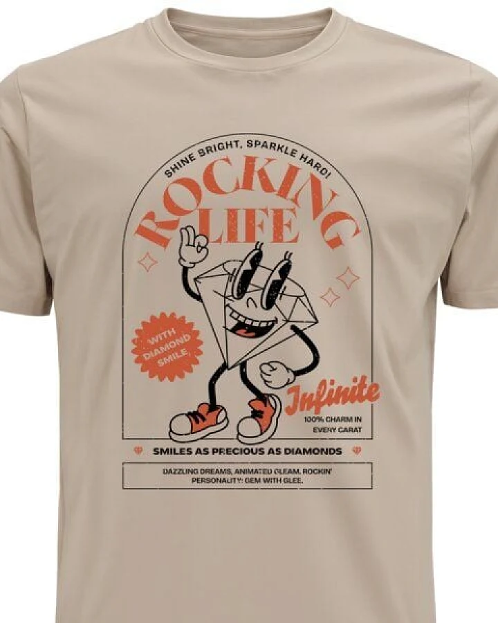 Spreecult Rocking Life - Bio und Fair - Männer Unisex T-Shirt - Fun Retro 70er 60er