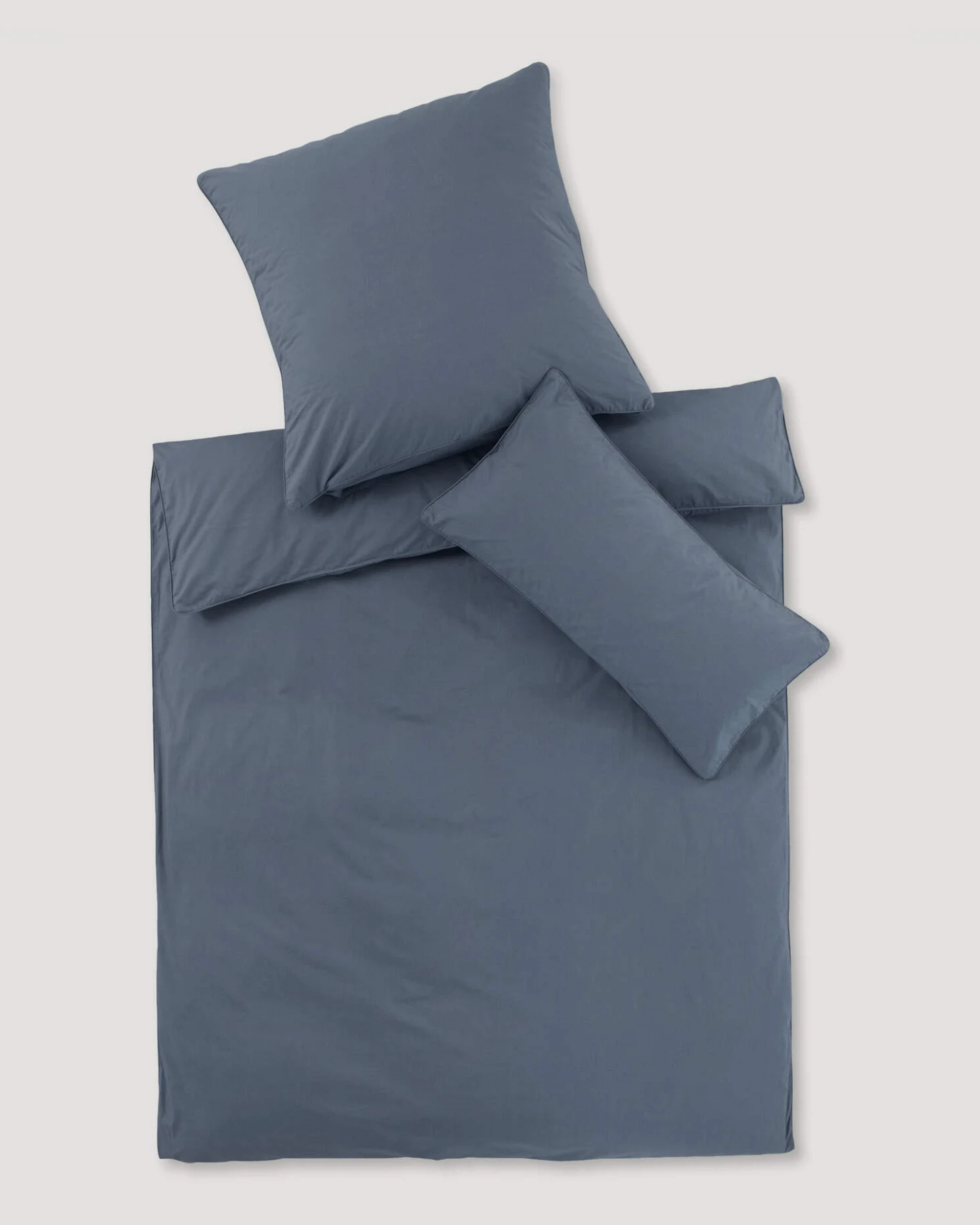 hessnatur Perkal Bettwäsche-Set aus Bio-Baumwolle - blau - Größe 155x220 / 40x80 cm – Ansicht 2