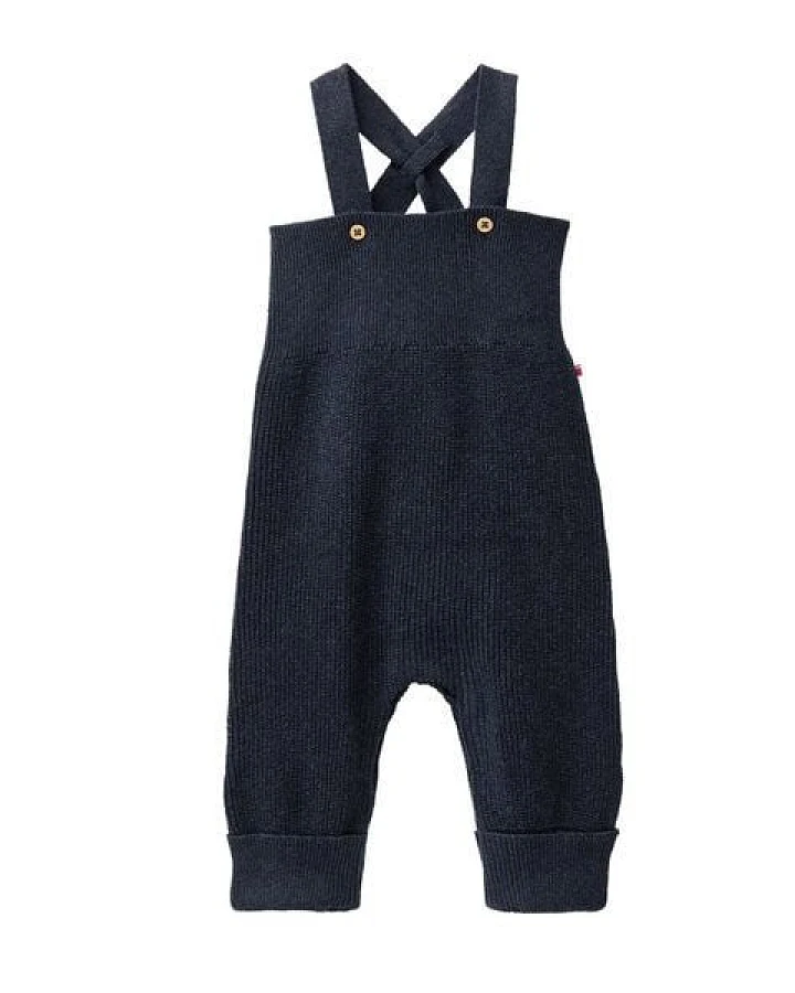 People Wear Organic Strick Latzhose, blau mélange, Bio-Baumwolle