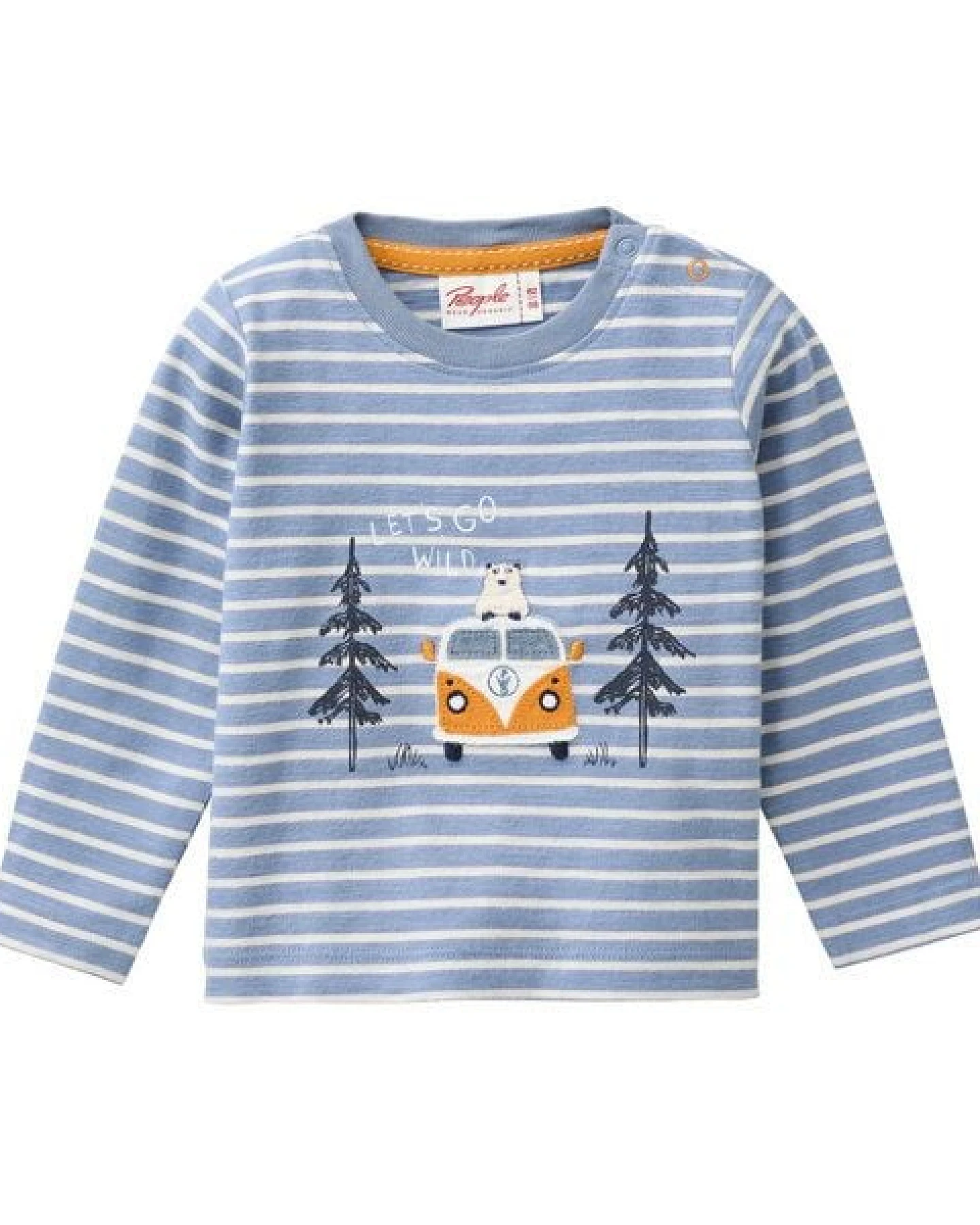 People Wear Organic Langarm Shirt, blau geringelt, "Van mit Bär", Bio-Baumwolle – Ansicht 3