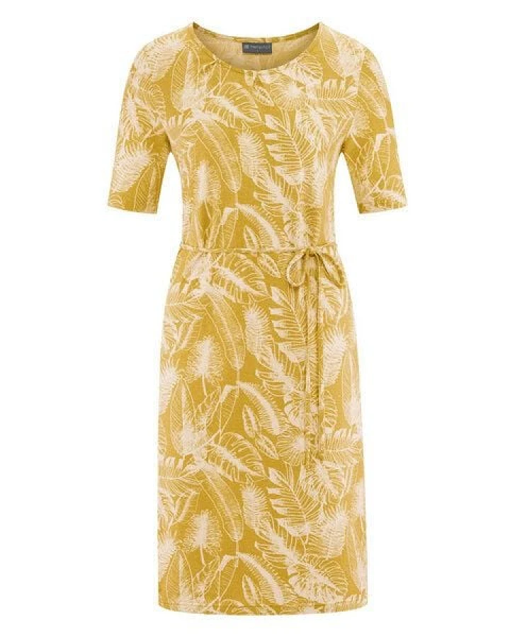 HempAge Knielanges Kleid mit Druck Hanf/Biobaumwolle
