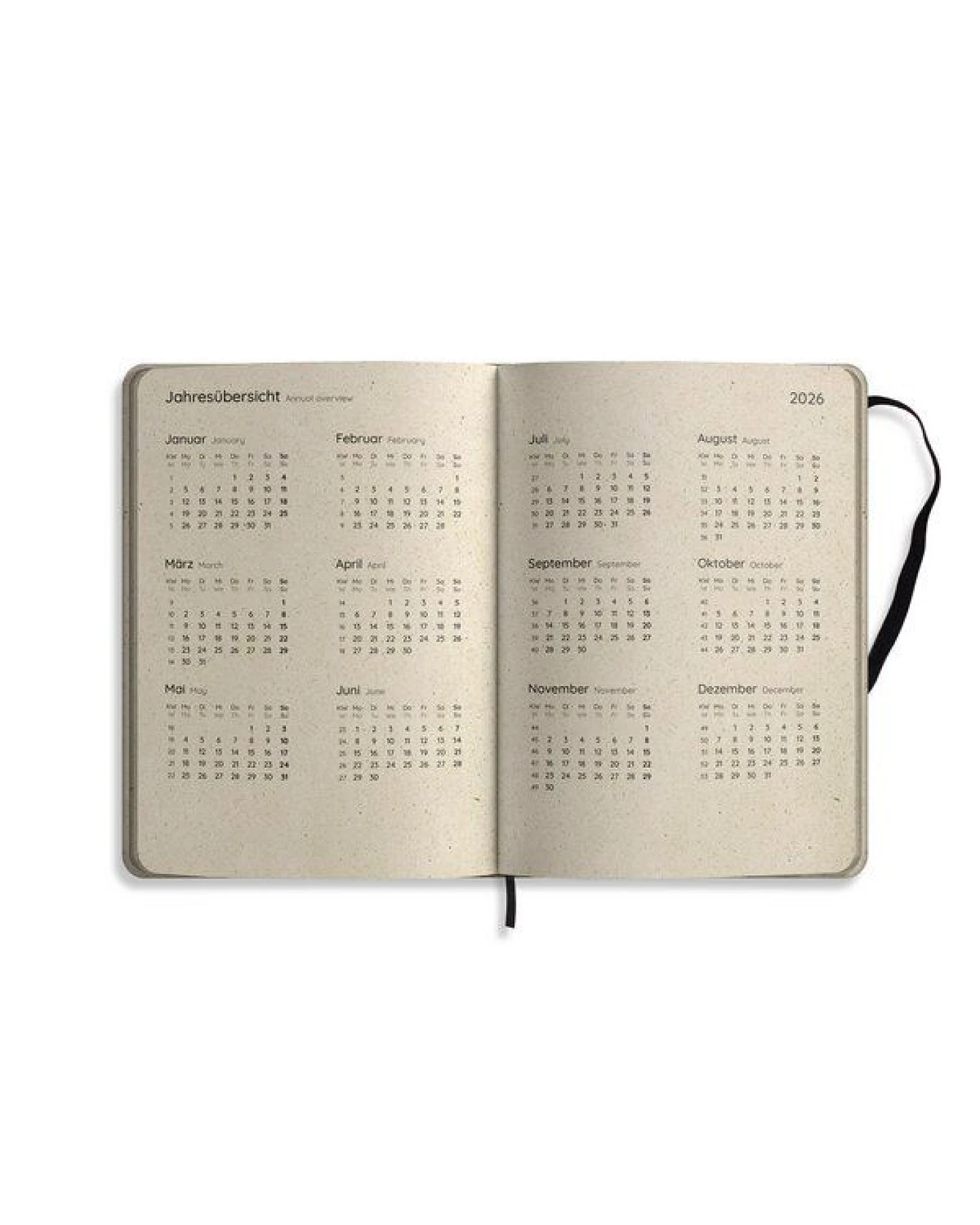matabooks® Nachhaltiger A5 Kalender, Jahresplaner – Samaya 2026 Farbe: Spring Green (DE/EN) – Ansicht 2