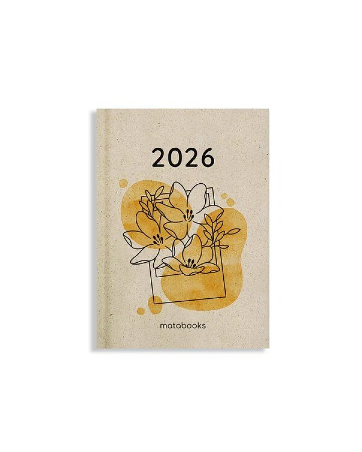 matabooks® Nachhaltiger A6 Kalender, Jahresplaner – Samaya 2026 Farbe: Yellow (DE/EN)