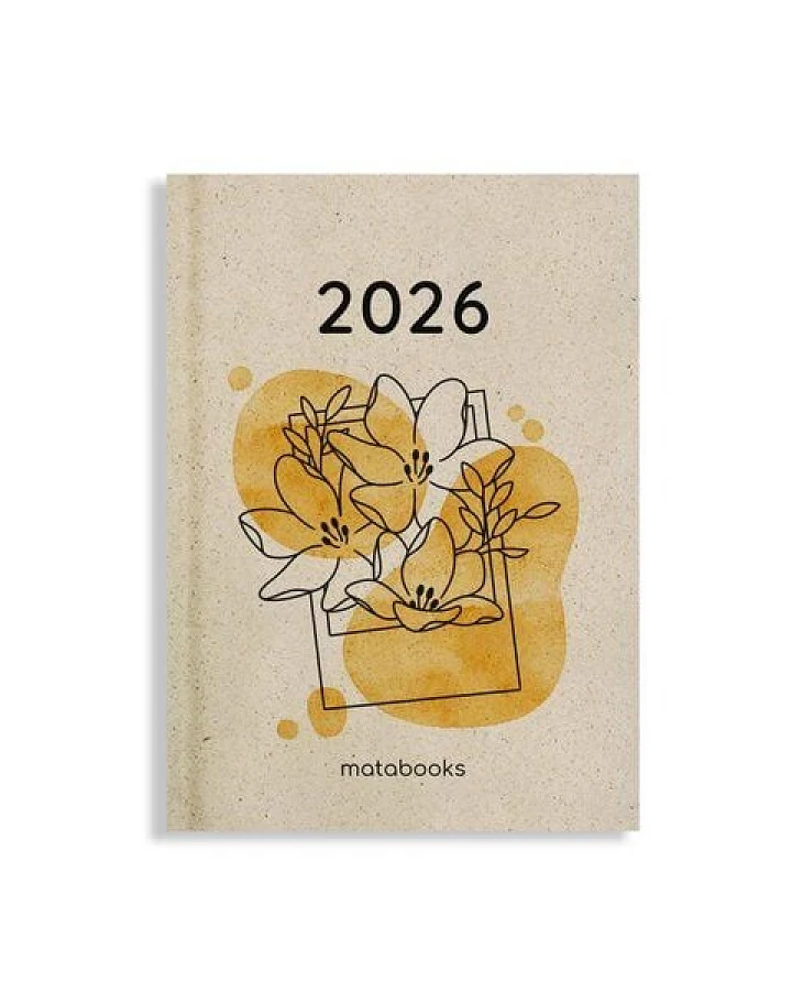 matabooks® Nachhaltiger A6 Kalender, Jahresplaner – Samaya 2026 Farbe: Yellow (DE/EN)