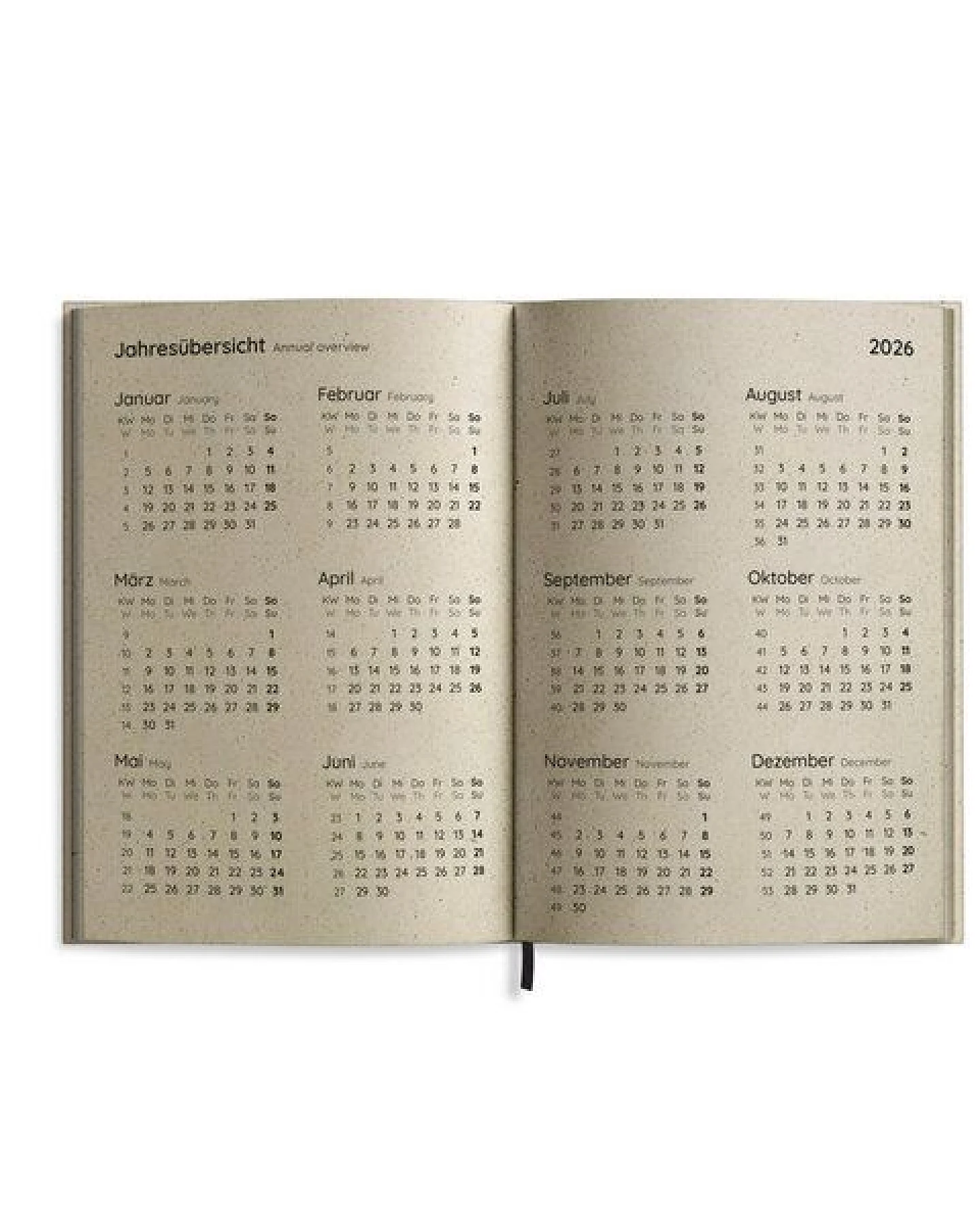 matabooks® Nachhaltiger A6 Kalender, Jahresplaner – Samaya 2026 Farbe: Yellow (DE/EN) – Ansicht 2