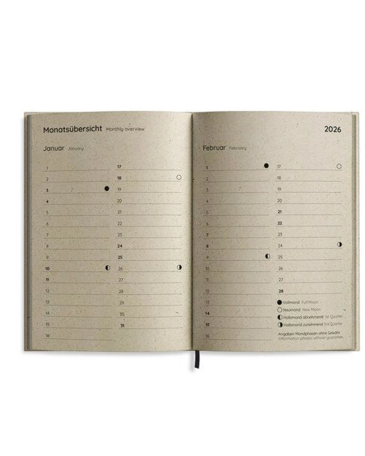 matabooks® Nachhaltiger A6 Kalender, Jahresplaner – Samaya 2026 Farbe: Yellow (DE/EN) – Ansicht 3