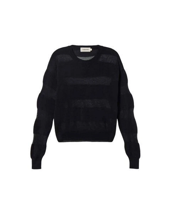 thinking mu Be Lyocell-Pullover mit transparenten Streifen
