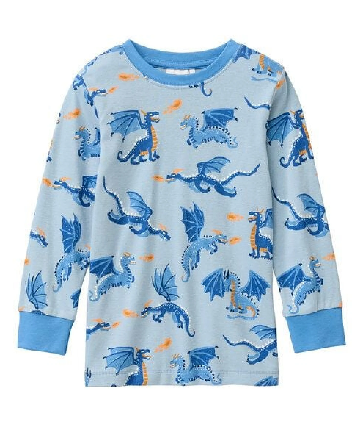 People Wear Organic Pyjama, blau bedruckt "Drachen", Bio-Baumwolle – Ansicht 2