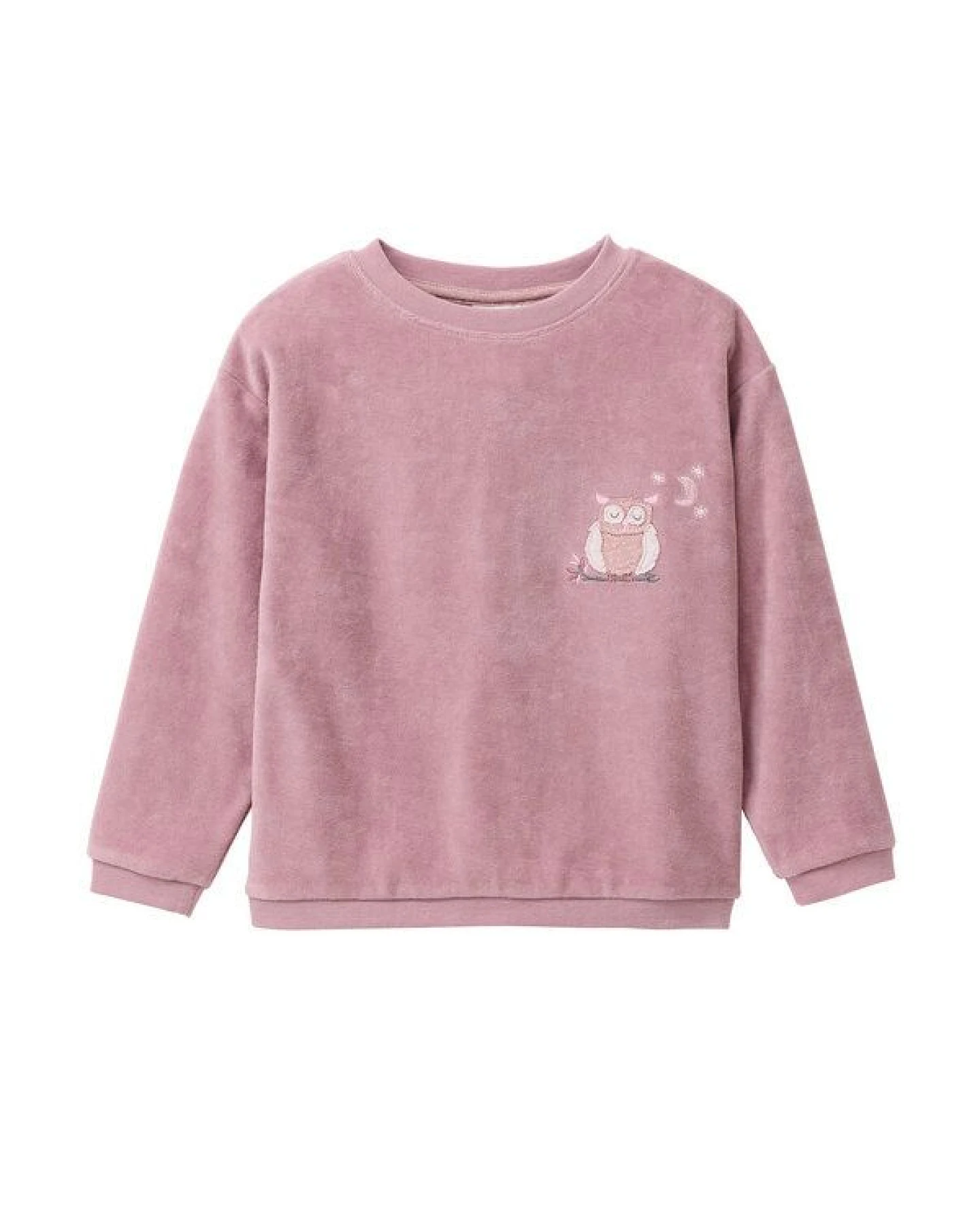 People Wear Organic Nicki Pyjama, rosa, Applikation "Eule", Bio-Baumwolle – Ansicht 2