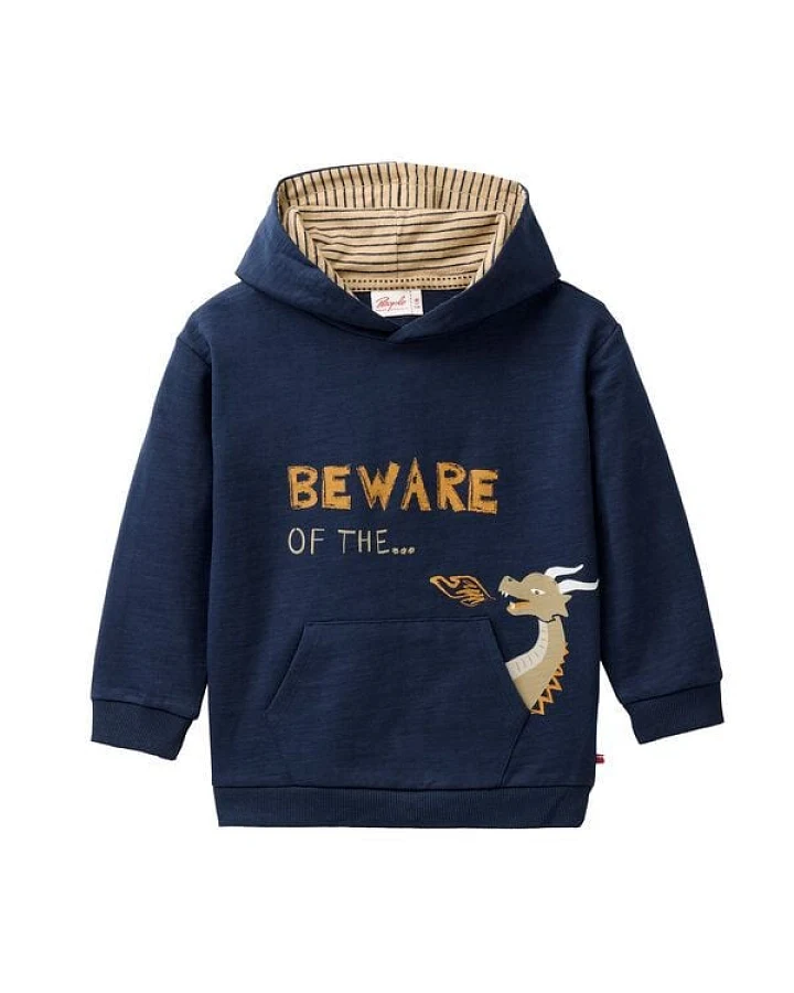 People Wear Organic Sweat Hoodie, blau, "Drache", Bio-Baumwolle