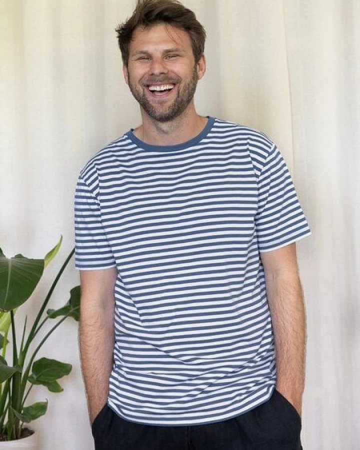 FUXBAU Gestreiftes Männer T-Shirt - blau weiß