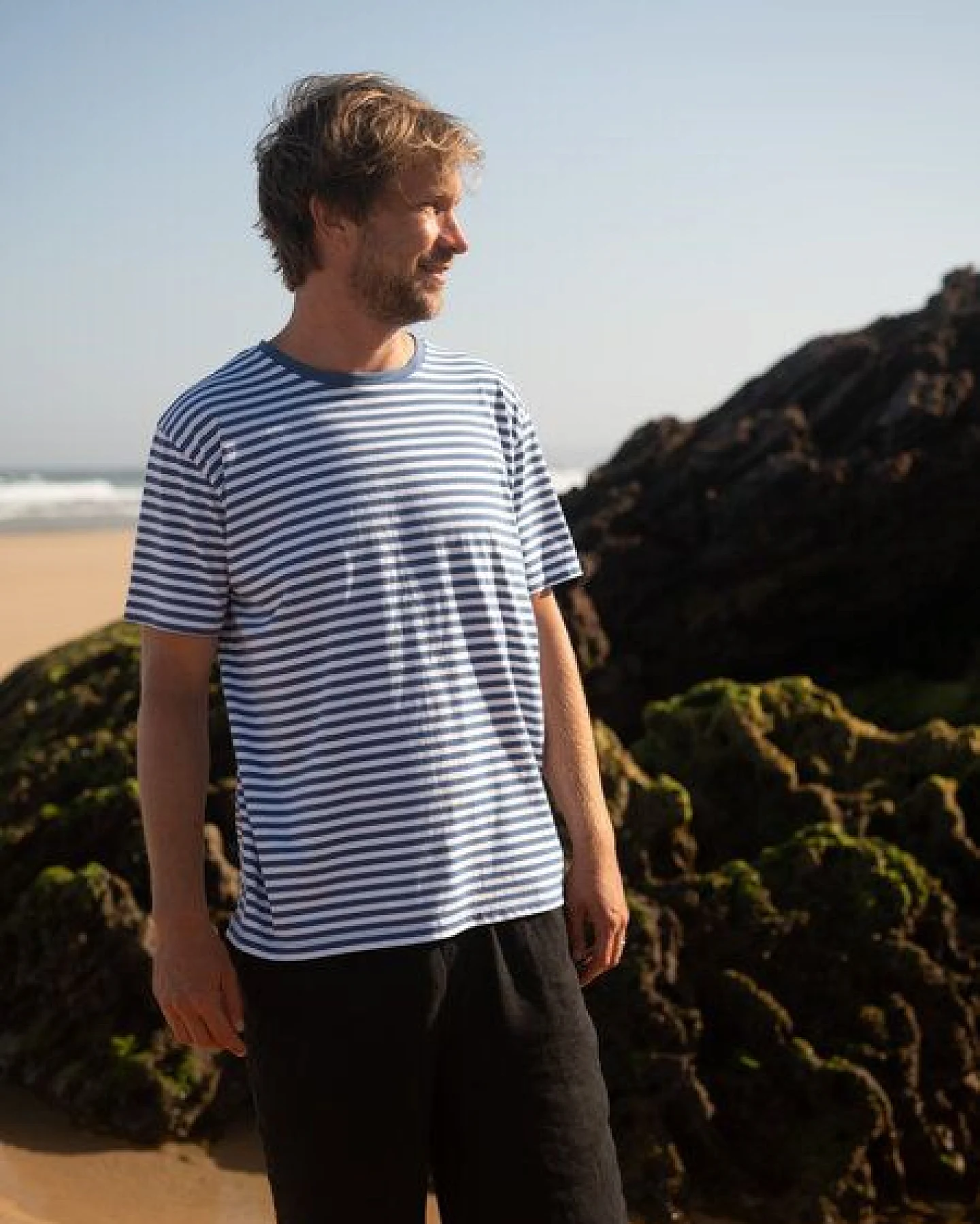 FUXBAU Gestreiftes Männer T-Shirt - blau weiß – Ansicht 4
