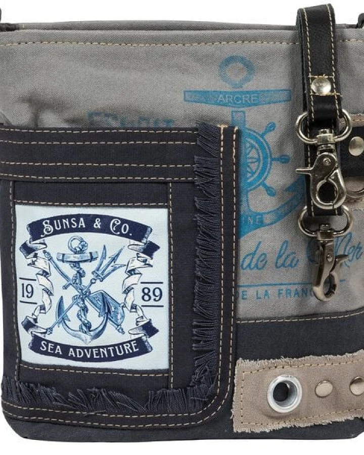 Sunsa Maritim Umhängetasche. Blaue Crossover Tasche. Schultertasche