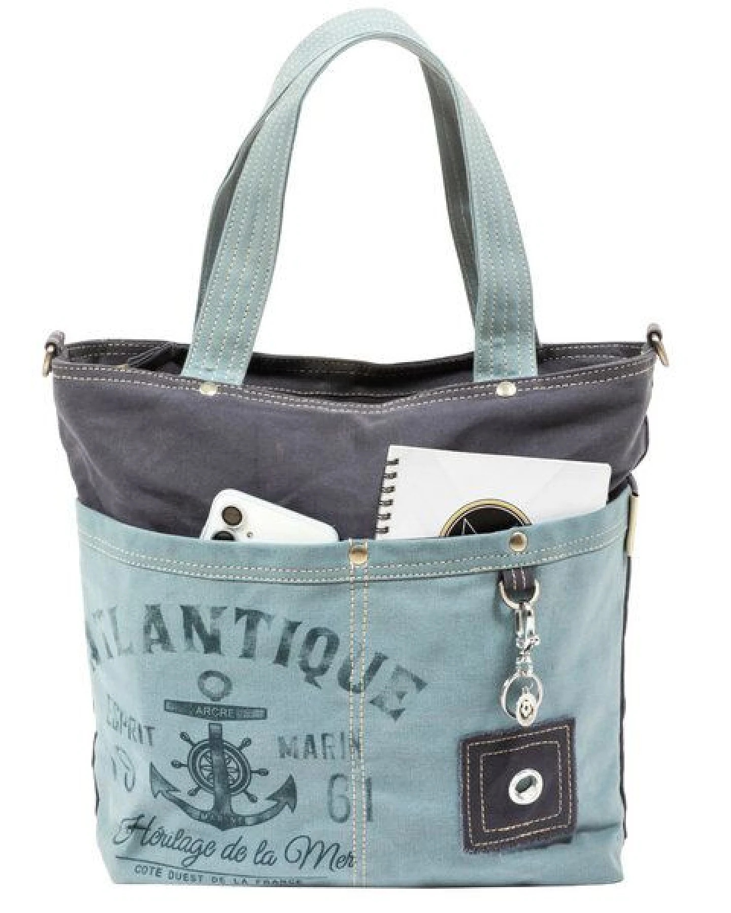 Sunsa Maritim Handtasche. Vegane Schultertasche. Vintage Damentasche – Ansicht 4