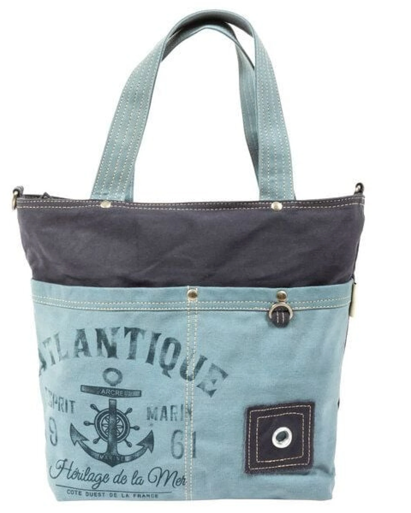Sunsa Maritim Handtasche. Vegane Schultertasche. Vintage Damentasche – Ansicht 3