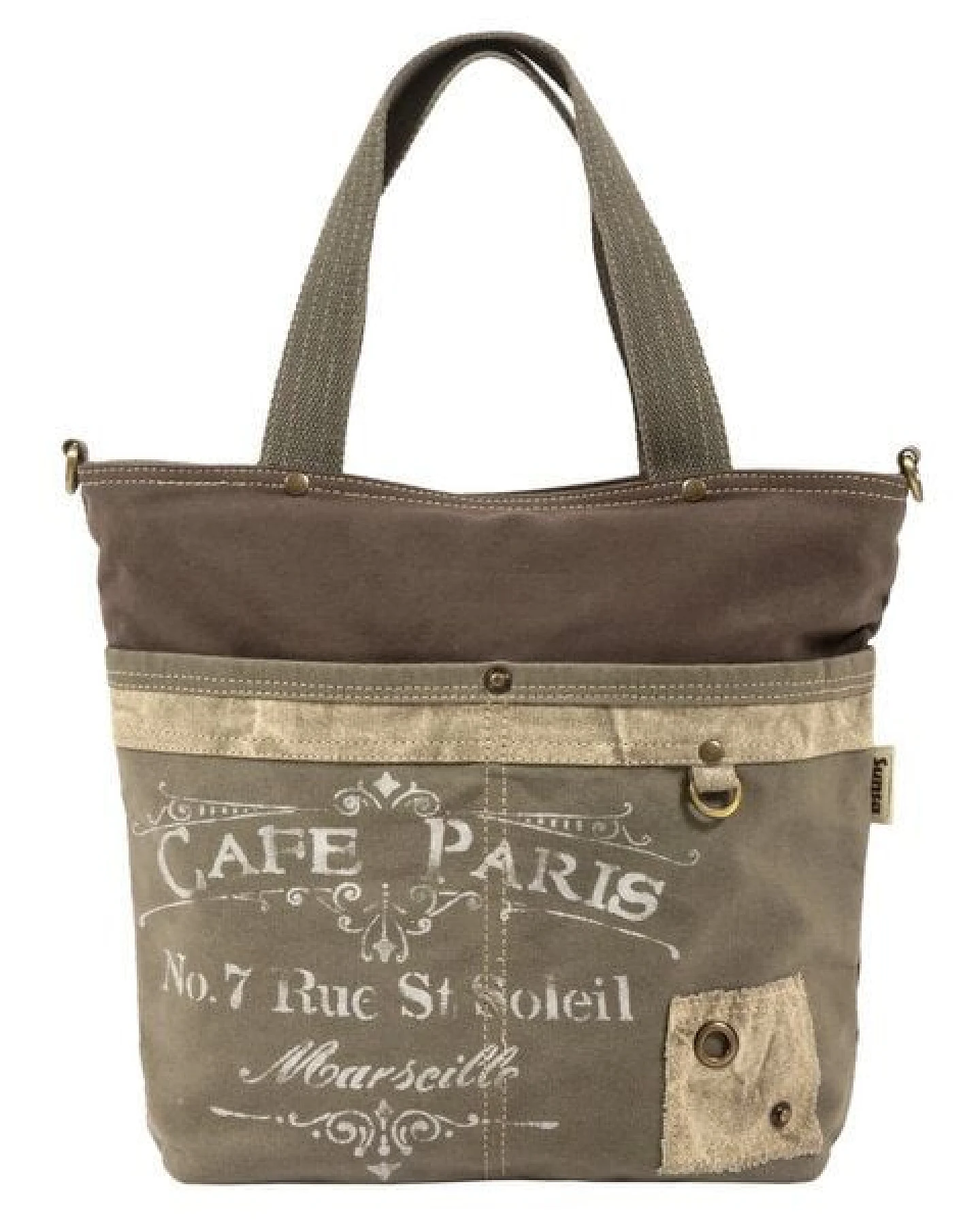 Sunsa Canvas Handtasche. Vintage Schultertasche. Vegane Damentasche – Ansicht 3