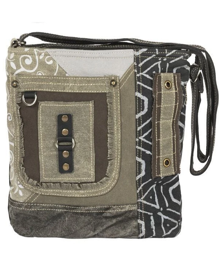 Sunsa Damen Umhängetasche. Canvas Crossover Tasche in grau Khaki