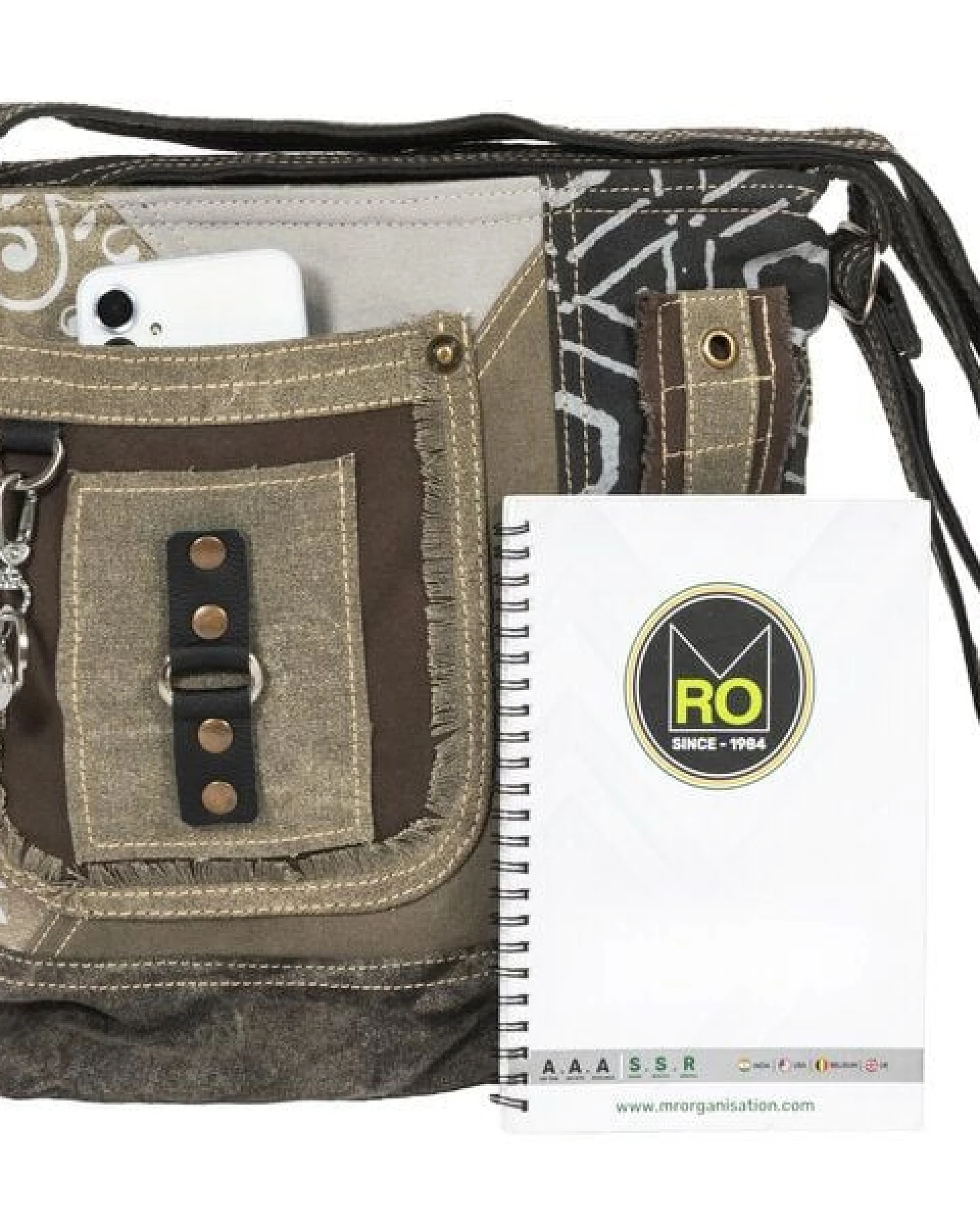 Sunsa Damen Umhängetasche. Canvas Crossover Tasche in grau Khaki – Ansicht 4