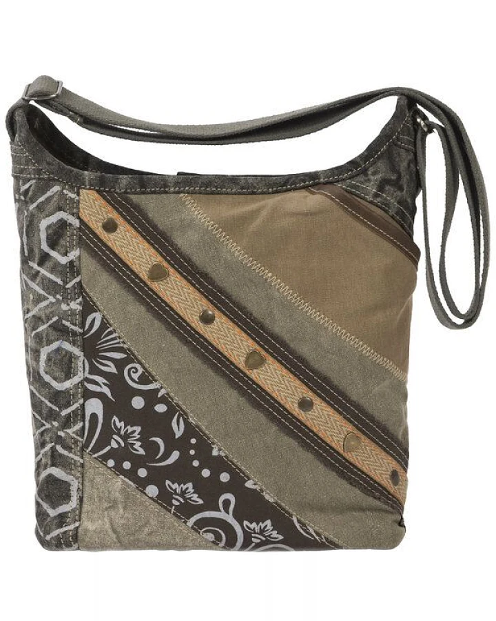Sunsa Damen Umhängetasche. Canvas Hobo Tasche in Patchwork Design