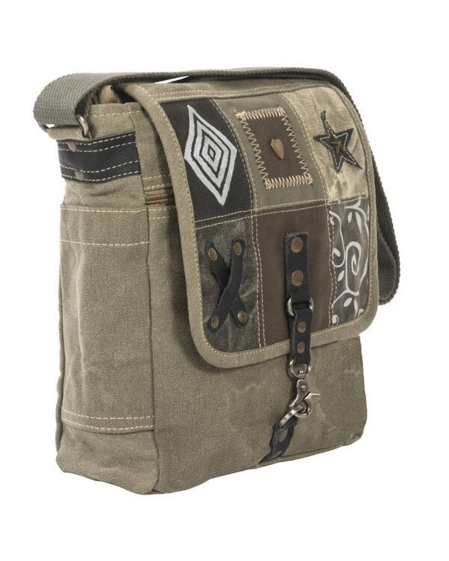 Sunsa Damen Umhängetasche. Canvas Messenger Tasche in Patchwork Design – Ansicht 4