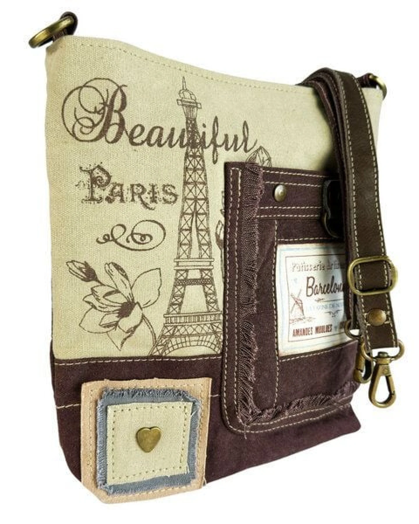 Sunsa Vintage Umhängetasche. Crossover Tasche mit Paris Motiv – Ansicht 4