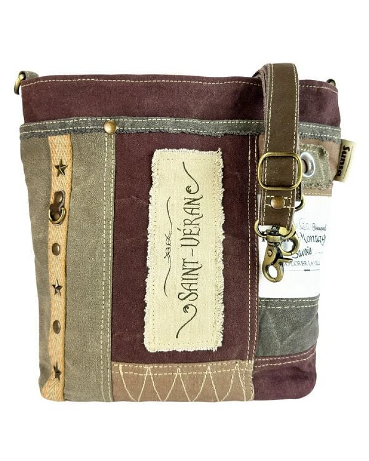 Sunsa Vintage Umhängetasche. Patchwork Canvas Crossover Tasche