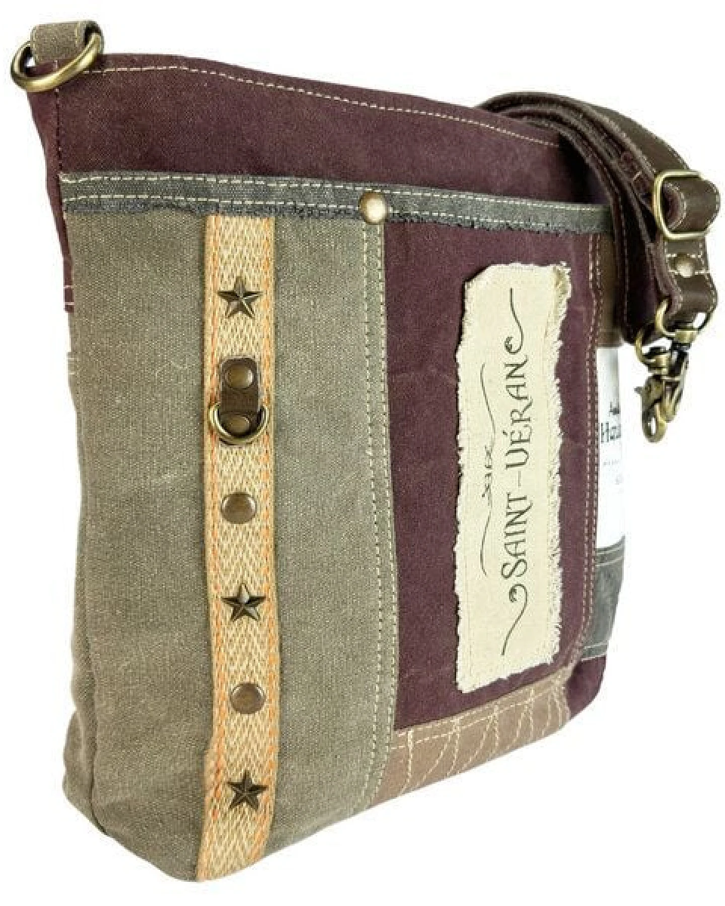 Sunsa Vintage Umhängetasche. Patchwork Canvas Crossover Tasche – Ansicht 4