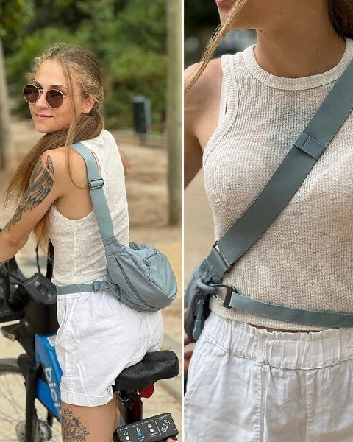 FUCHS & REBELL - BELA Bike Moon Bag – Fester Halt beim Fahren durch 3-Punkt-Gurt – Ansicht 3